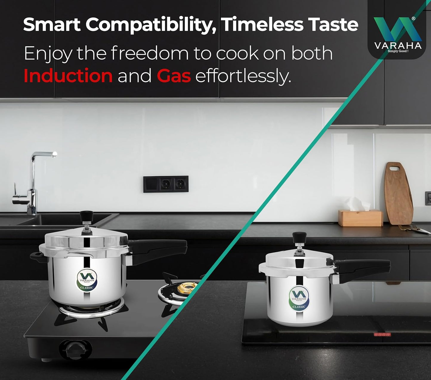 Varaha Classic 2 Litres, 3 Litres & 5 Litres Pressure Cookers | Outer Lid | Food Grade Virgin Aluminium | Induction & Gas Stove Compatible | ISI Certified | 5 Years Manufacturer's Warranty | Silver