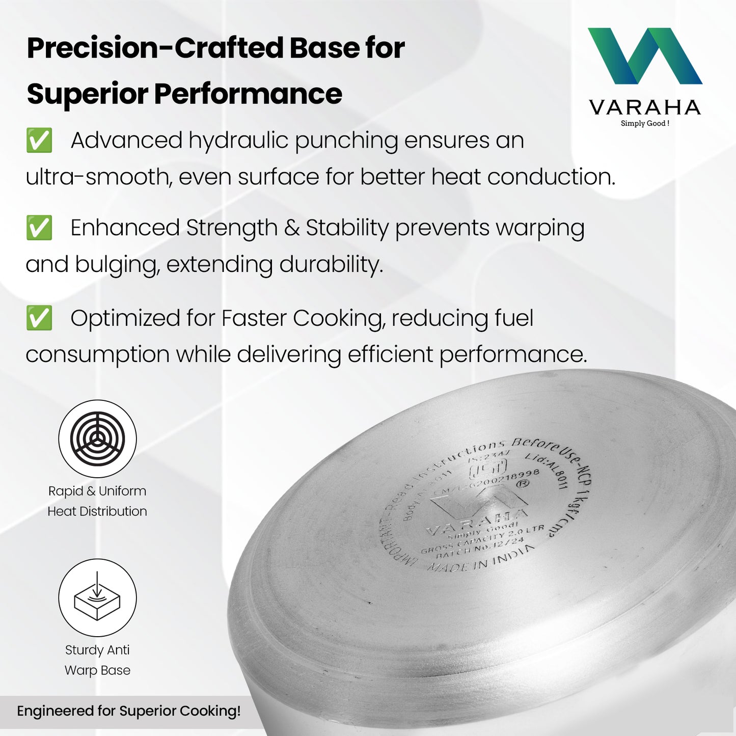 Varaha Deluxe 2 Litres Pressure Cooker | Outer Lid | Heavy Gauge Food Grade Virgin Aluminium | Induction & Gas Stove Compatible | ISI Certified | 5 Years Manufacturer's Warranty | Silver
