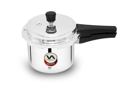 Varaha Deluxe 3 Litres Pressure Cooker | Outer Lid | Heavy Gauge Food Grade Virgin Aluminium | Induction & Gas Stove Compatible | ISI Certified | 5 Years Manufacturer's Warranty | Silver