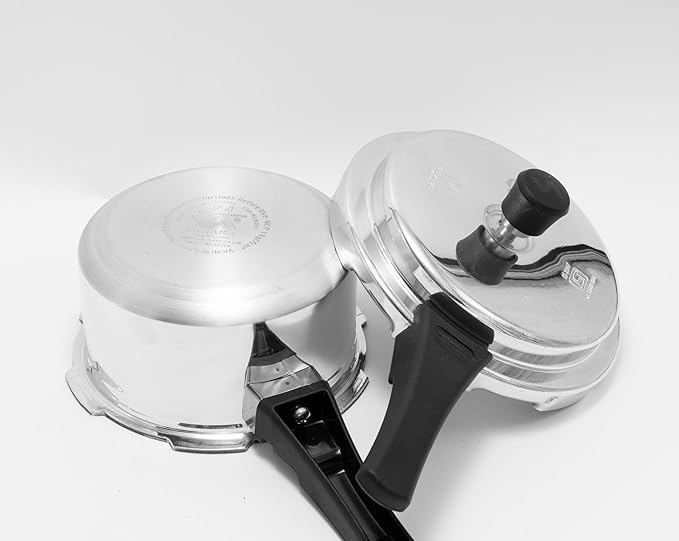 Varaha Deluxe 2 Litres Pressure Cooker | Outer Lid | Heavy Gauge Virgin Aluminium | Gas Stove Compatible | Non Induction Base | ISI Certified | 5 Years Manufacturer Warranty | Silver