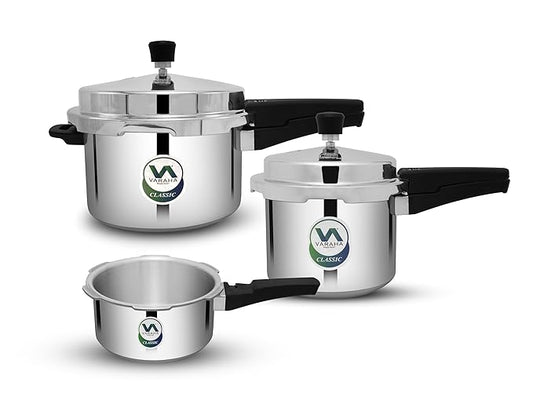 Varaha Classic 2 Litres, 3 Litres & 5 Litres Pressure Cookers | Outer Lid | Food Grade Virgin Aluminium | Induction & Gas Stove Compatible | ISI Certified | 5 Years Manufacturer's Warranty | Silver