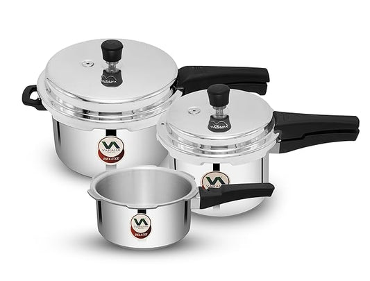 Varaha Deluxe 2 Litres, 3 Litres & 5 Litres Pressure Cookers | Outer Lid | Heavy Gauge Aluminium | Gas Stove Compatible | Non Induction Base | ISI Certified | 5 Years Manufacturer's Warranty | Silver