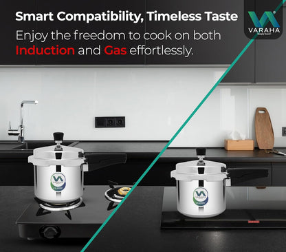 Varaha Classic 3 Litres Pressure Cooker | Outer Lid | Food Grade Virgin Aluminium | Induction & Gas Stove Compatible | ISI Certified | 5 Years Manufacturer's Warranty | Silver